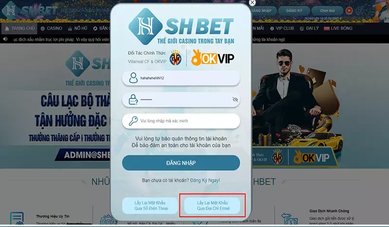 Hướng Dẫn Khôi Phục Khi Quên Mật Khẩu SHBET